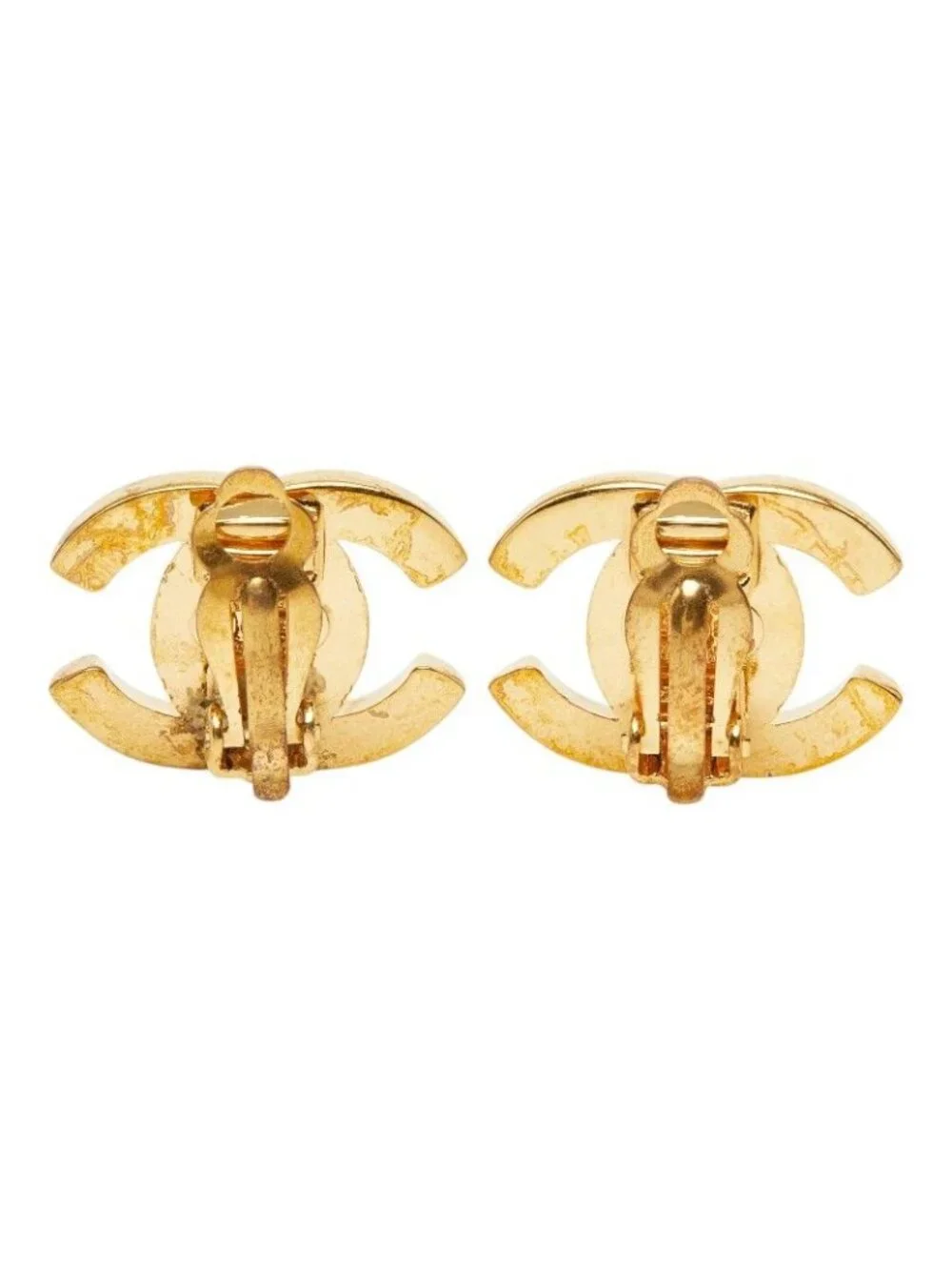 Chanel CC Logo Vintage Earrings 96 Gold Plated